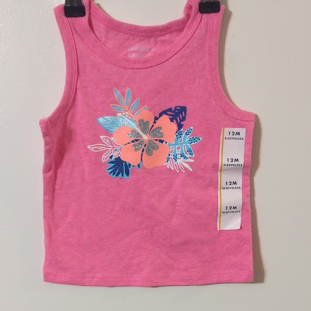 Cat & Jack Pink Tank Top with Floral Print